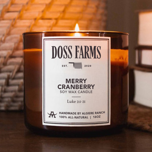 Merry Cranberry All-Natural Soy Wax Candle | 16oz